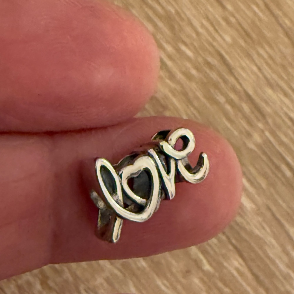 Silver Love Script Ring - image 7